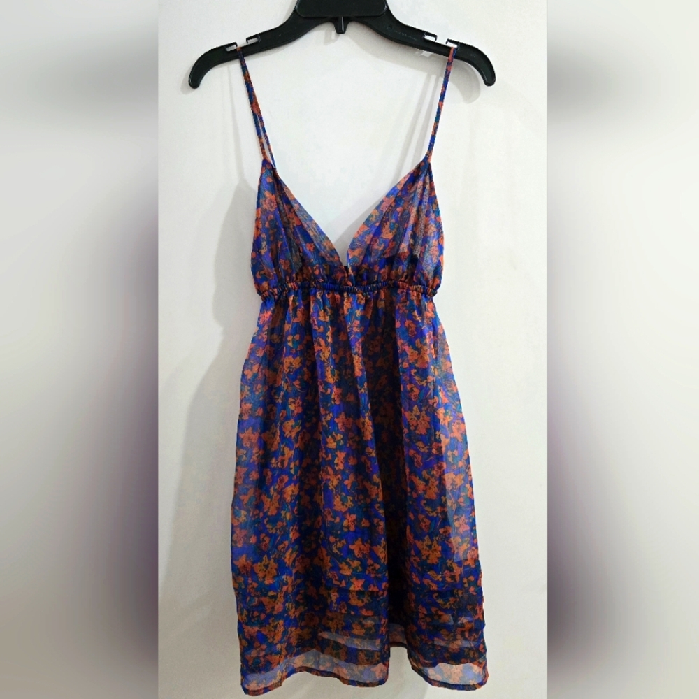 Love Blue-Orange Sheer Top